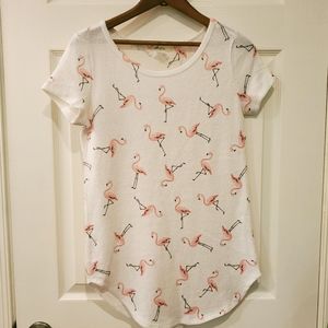 Short Sleeve Flamingo Print Tunic
